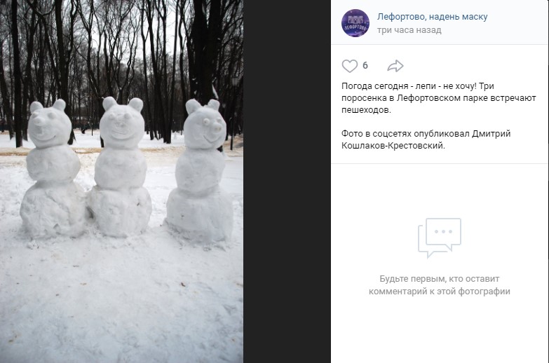 Фото дня: три белых поросенка из Лефортовского парка