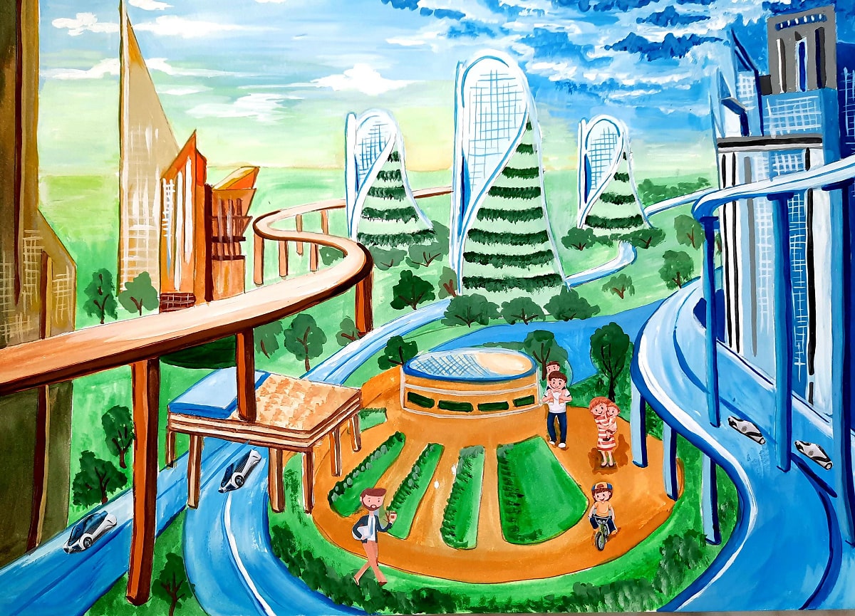 Рисовать в будущем времени. Город будущего. Город в будущем. Эскиз города будущего. Композиция город будущего.